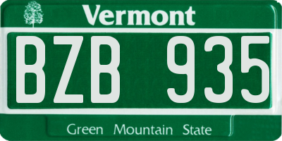 VT license plate BZB935