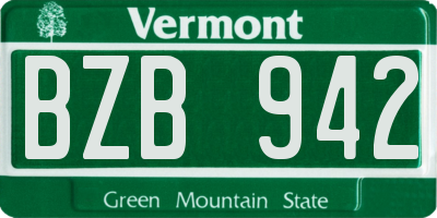 VT license plate BZB942