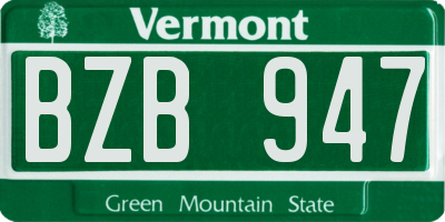 VT license plate BZB947