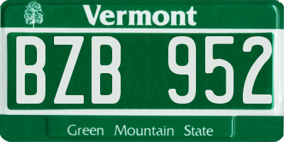VT license plate BZB952