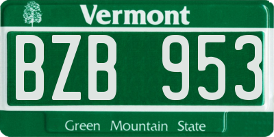 VT license plate BZB953