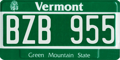 VT license plate BZB955