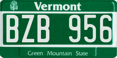 VT license plate BZB956