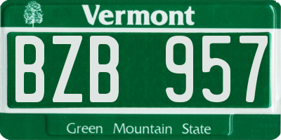 VT license plate BZB957