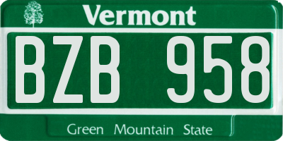 VT license plate BZB958