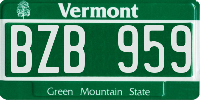 VT license plate BZB959
