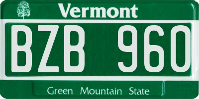VT license plate BZB960