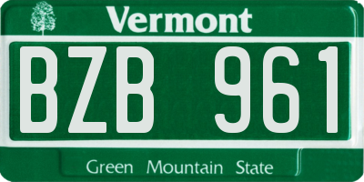 VT license plate BZB961