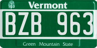 VT license plate BZB963