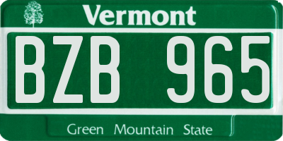VT license plate BZB965