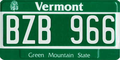 VT license plate BZB966