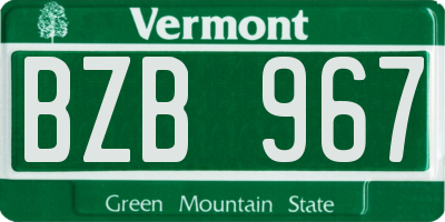VT license plate BZB967
