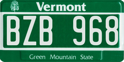 VT license plate BZB968