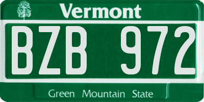 VT license plate BZB972