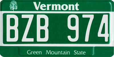 VT license plate BZB974