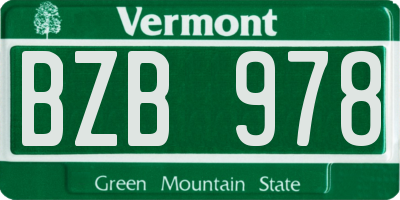 VT license plate BZB978