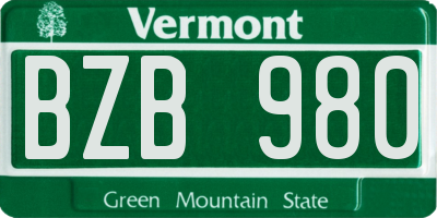 VT license plate BZB980