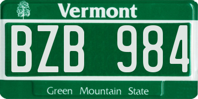 VT license plate BZB984