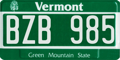 VT license plate BZB985