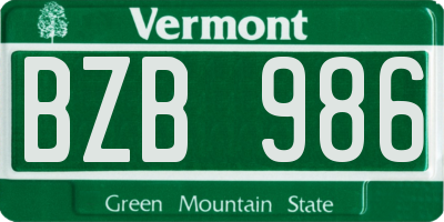 VT license plate BZB986