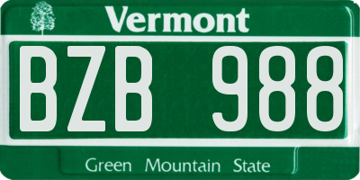 VT license plate BZB988