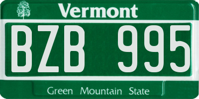VT license plate BZB995