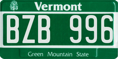 VT license plate BZB996