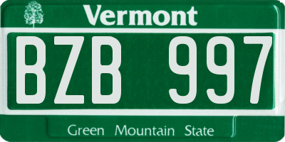 VT license plate BZB997