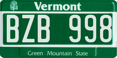 VT license plate BZB998