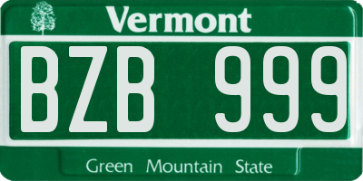 VT license plate BZB999