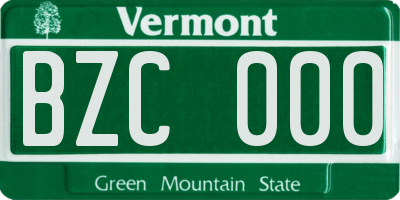VT license plate BZC000