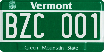 VT license plate BZC001