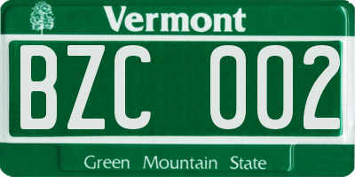 VT license plate BZC002