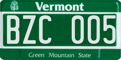 VT license plate BZC005