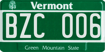 VT license plate BZC006