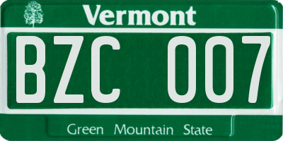 VT license plate BZC007