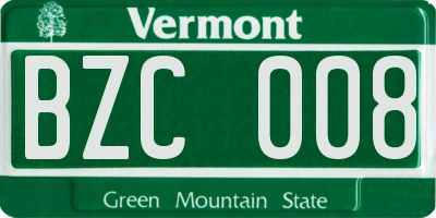 VT license plate BZC008