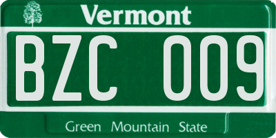 VT license plate BZC009