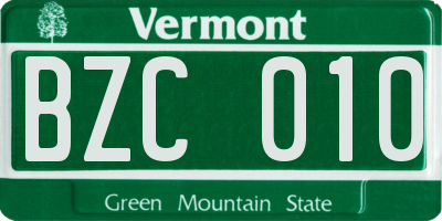 VT license plate BZC010