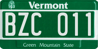 VT license plate BZC011