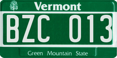 VT license plate BZC013