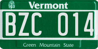 VT license plate BZC014