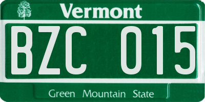 VT license plate BZC015