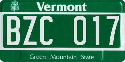 VT license plate BZC017
