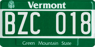 VT license plate BZC018