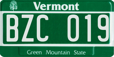 VT license plate BZC019