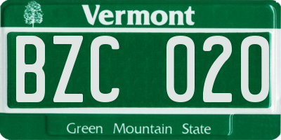 VT license plate BZC020