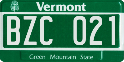 VT license plate BZC021