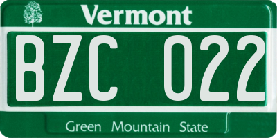 VT license plate BZC022
