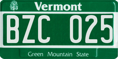 VT license plate BZC025
